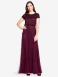 Adrianna Papell Blouson Beaded Evening Maxi Dress, Cassis