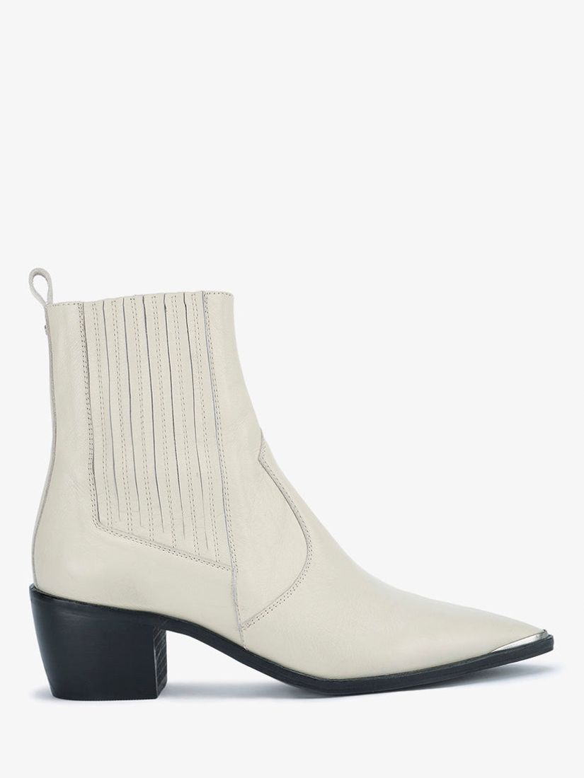 Mint Velvet Tiffany Leather Ankle Boots, Natural at John Lewis & Partners