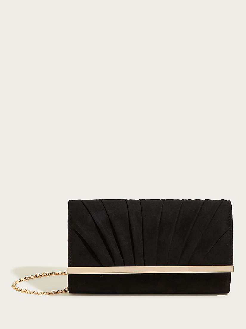 Buy Monsoon Pleated Chain Strap Occasion Clutch Bag, Black Online at johnlewis.com