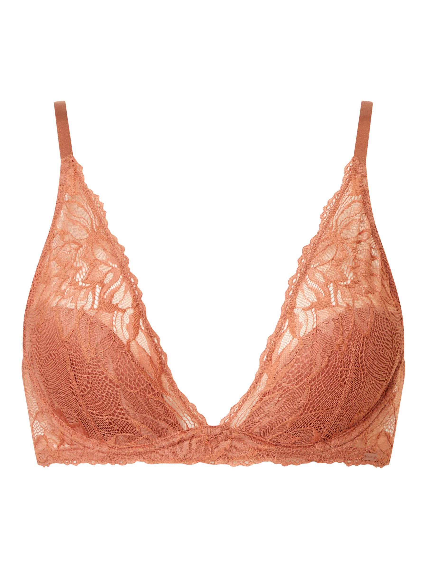 Calvin Klein lightly lined demi bra with lace in sandstone