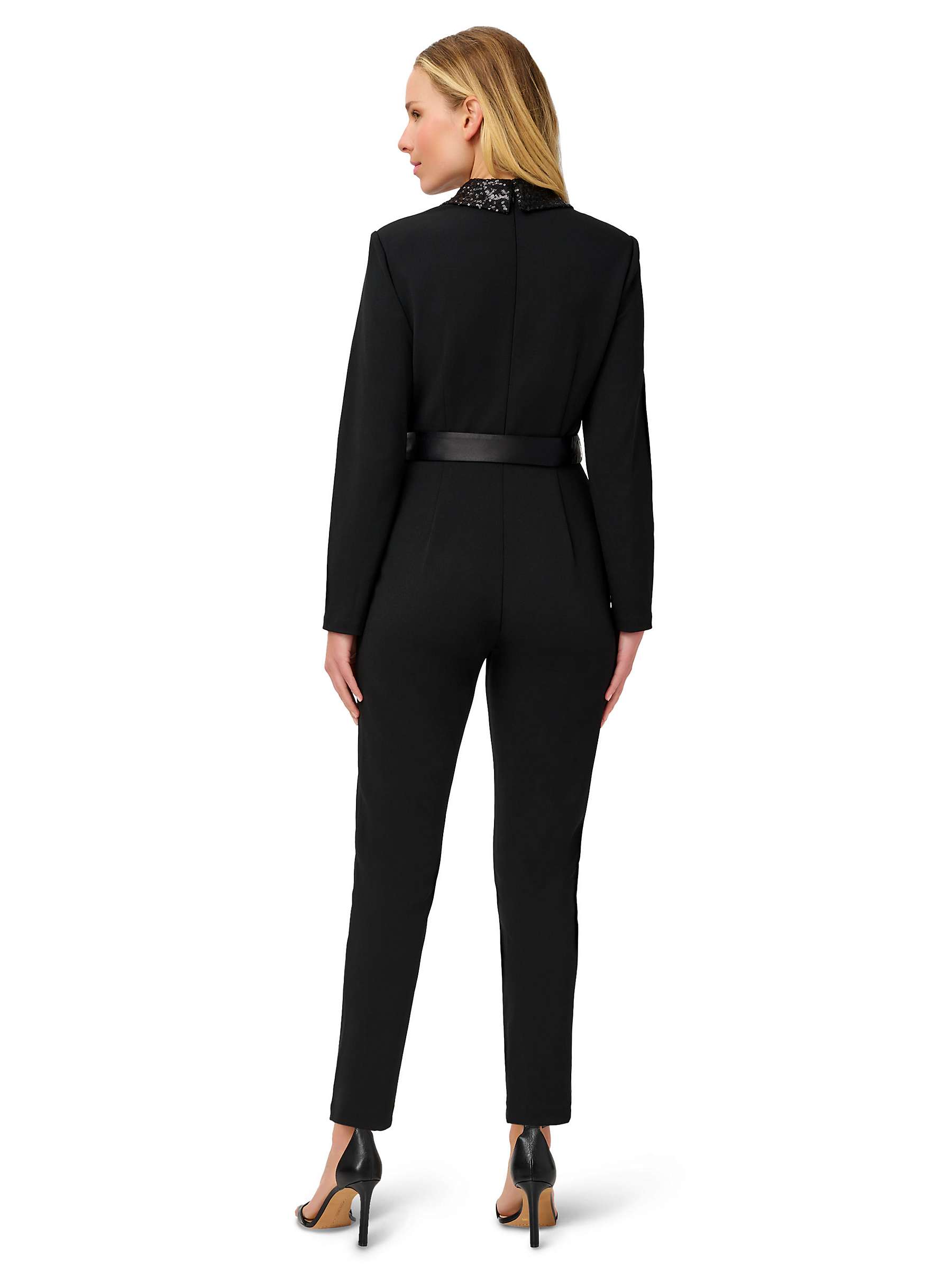 Buy Adrianna Papell Knit Crepe Tuxedo Jumpsuit, Black Online at johnlewis.com