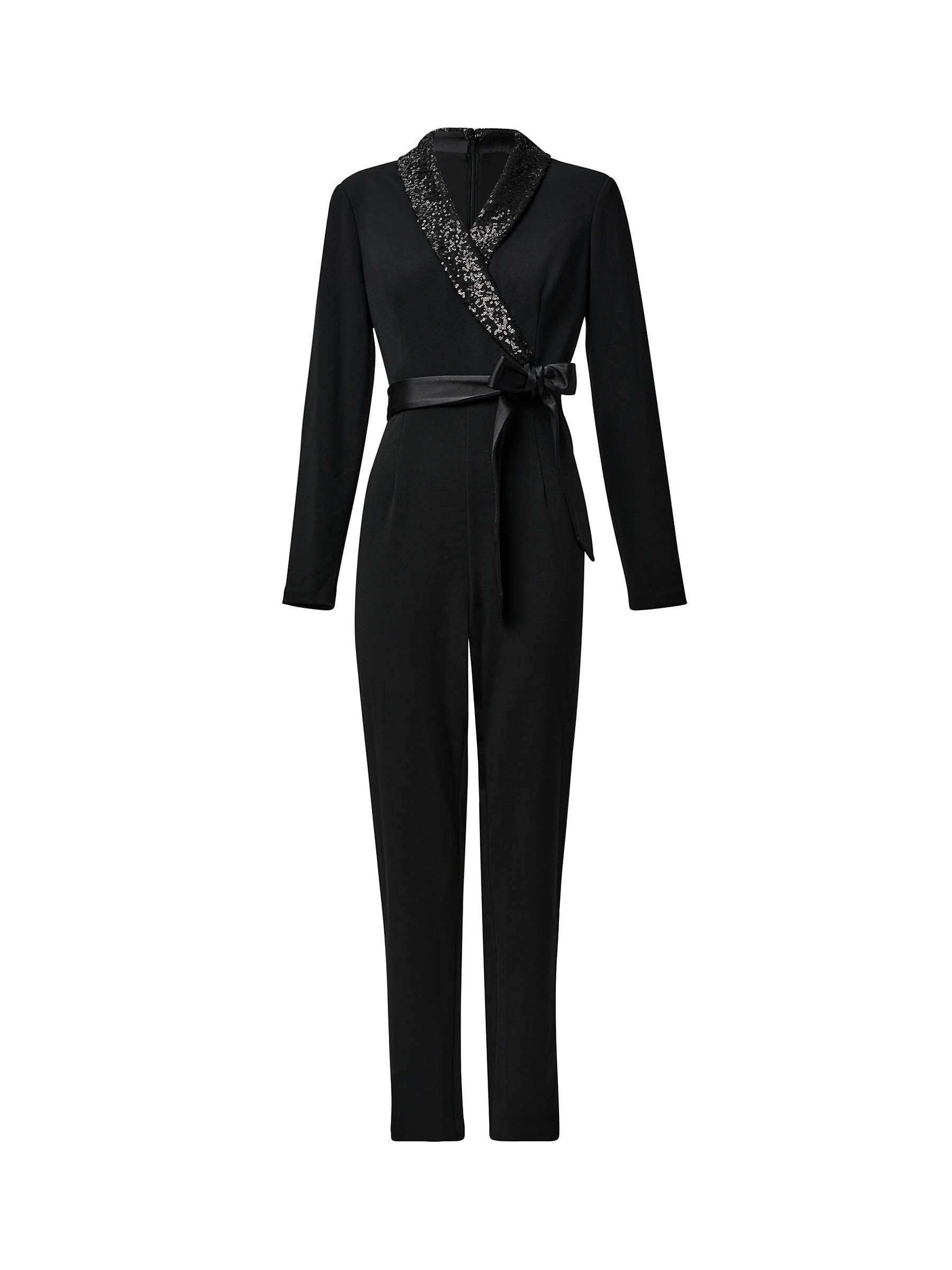 Buy Adrianna Papell Knit Crepe Tuxedo Jumpsuit, Black Online at johnlewis.com