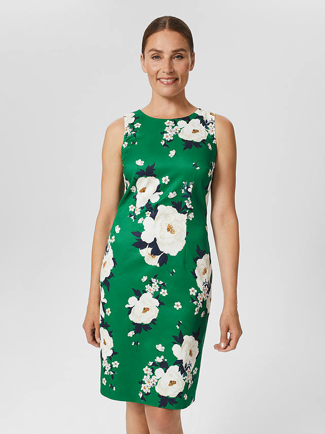 Hobbs Moira Floral Print Shift Dress, Green/Multi at John Lewis & Partners