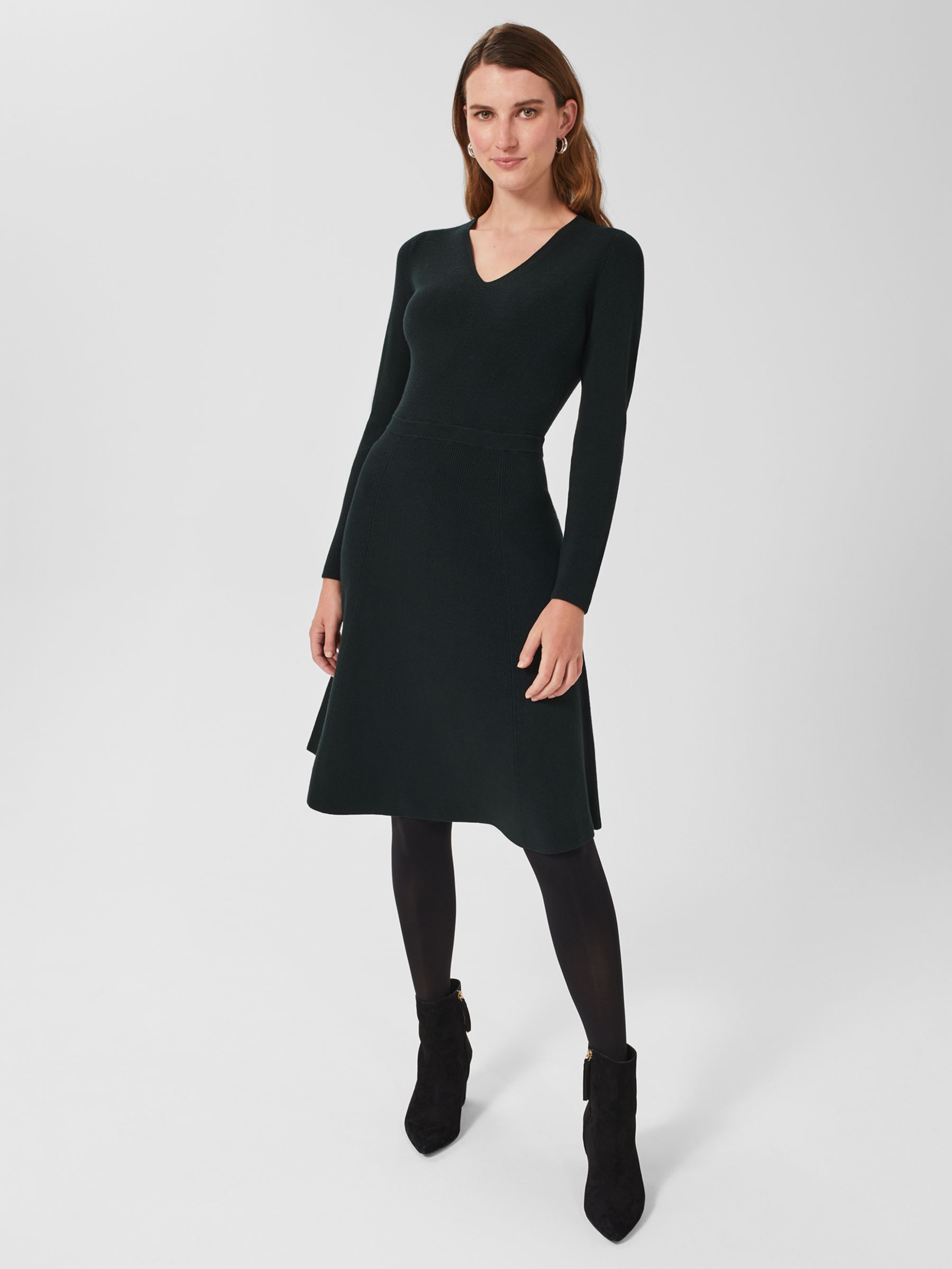 Hobbs Joy Knitted Dress, Forest Green at John Lewis & Partners