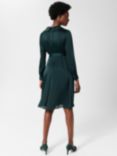 Hobbs Sally Satin Wrap Knee Length Dress, Evergreen, Evergreen