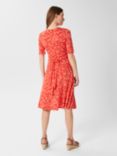 Hobbs Dina Botanical Print Jersey Dress, Red/Ivory