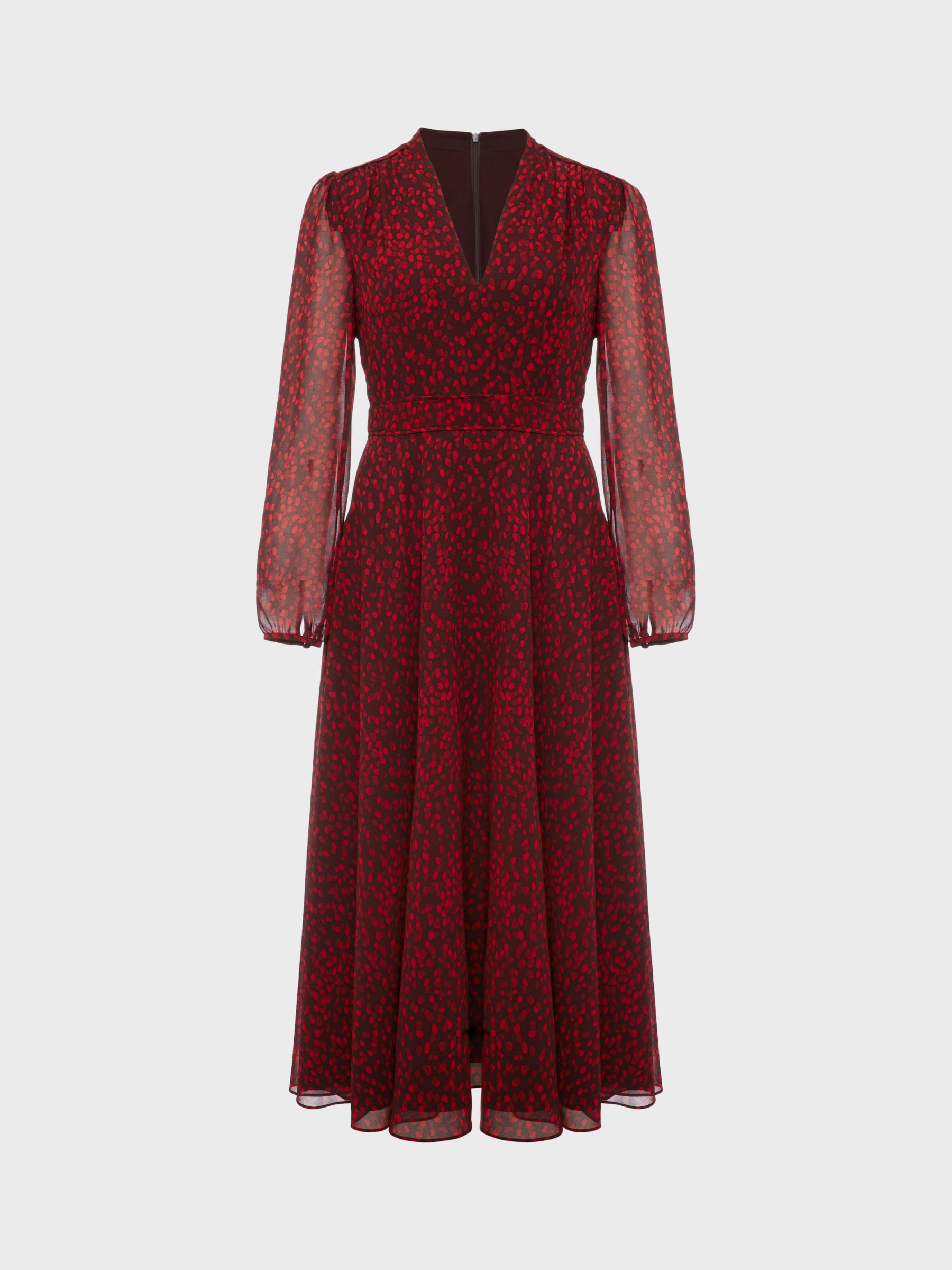Hobbs Aurora Scatter Print Midi Dress, Red/Multi at John Lewis & Partners