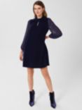 Hobbs Faye Velvet Dress, Midnight Navy