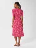 Hobbs Frankie Floral Print Jersey Dress, Raspberry/Ivory