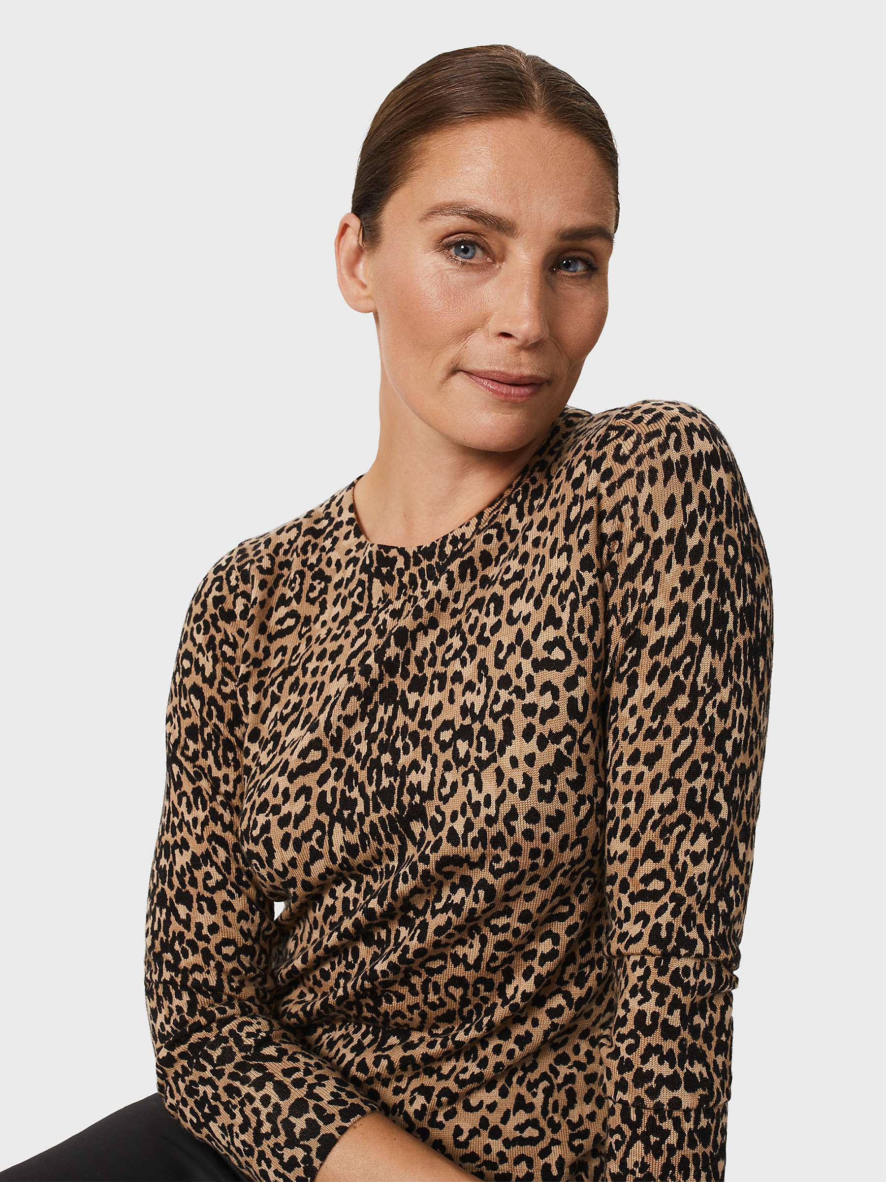 Buy Hobbs Katherine Wool Leopard Print Jumper, Brown Online at johnlewis.com