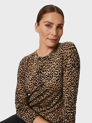 Hobbs Katherine Wool Leopard Print Jumper, Brown