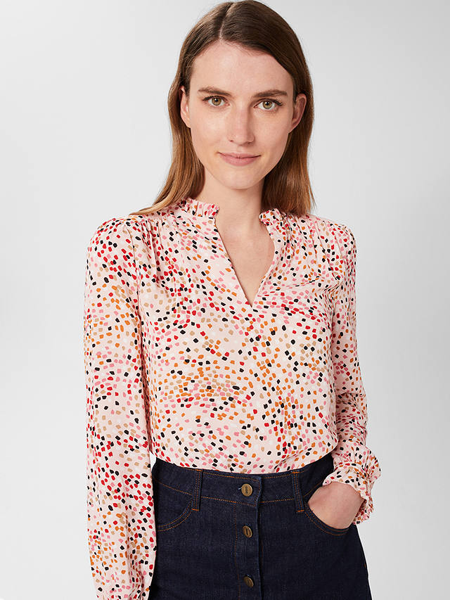 Hobbs Delany Abstract Blouse, Pink