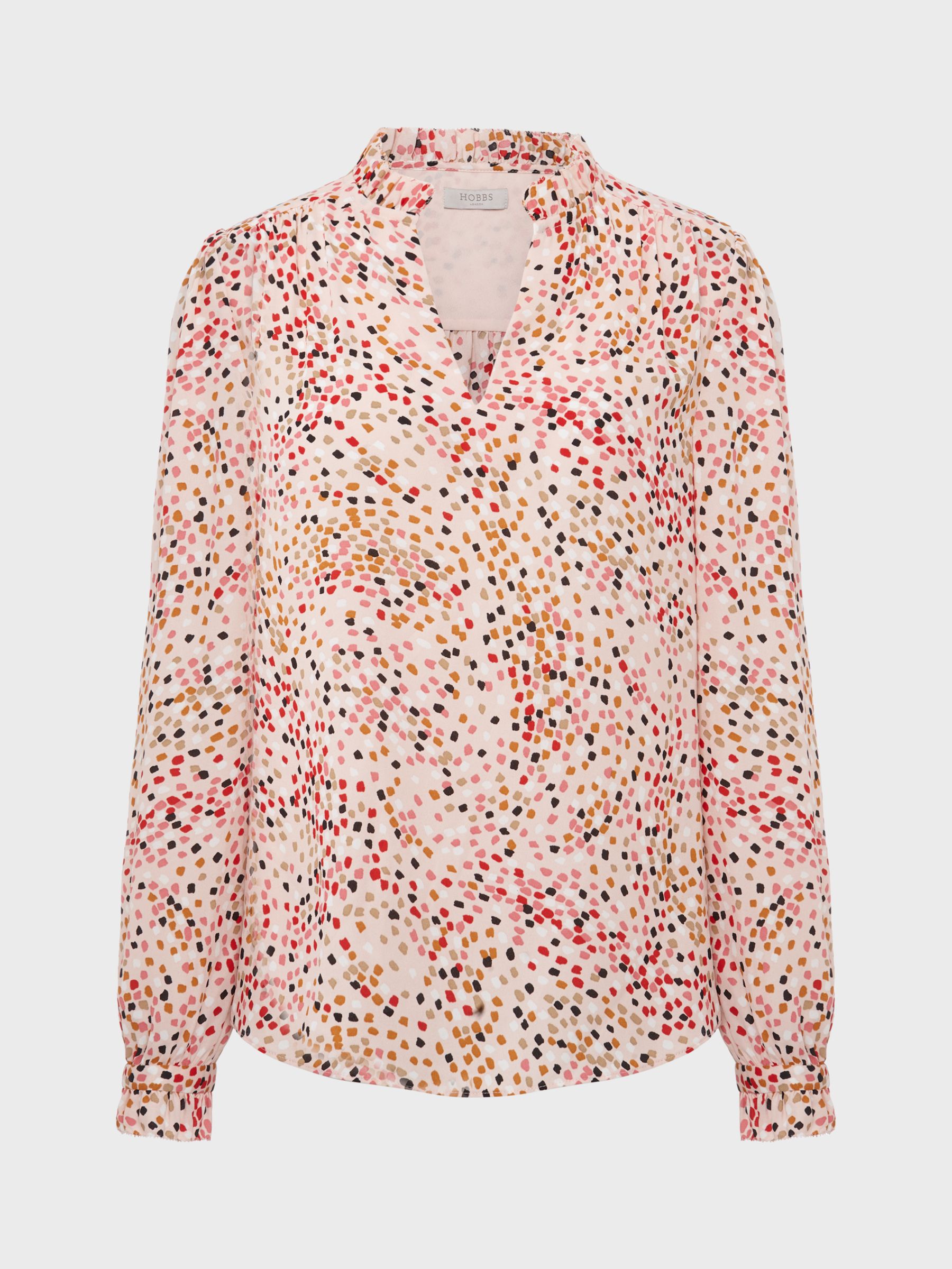 Buy Hobbs Delany Abstract Blouse, Pink Online at johnlewis.com