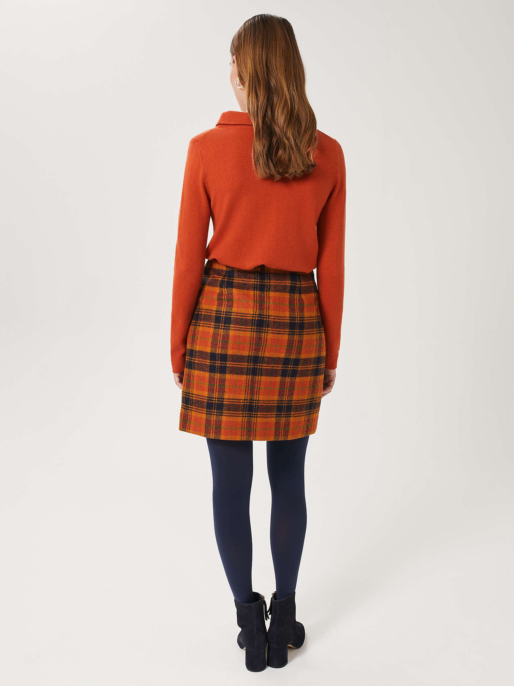 Buy Hobbs Ruthie Check Wool Mini Skirt, Orange/Navy Online at johnlewis.com