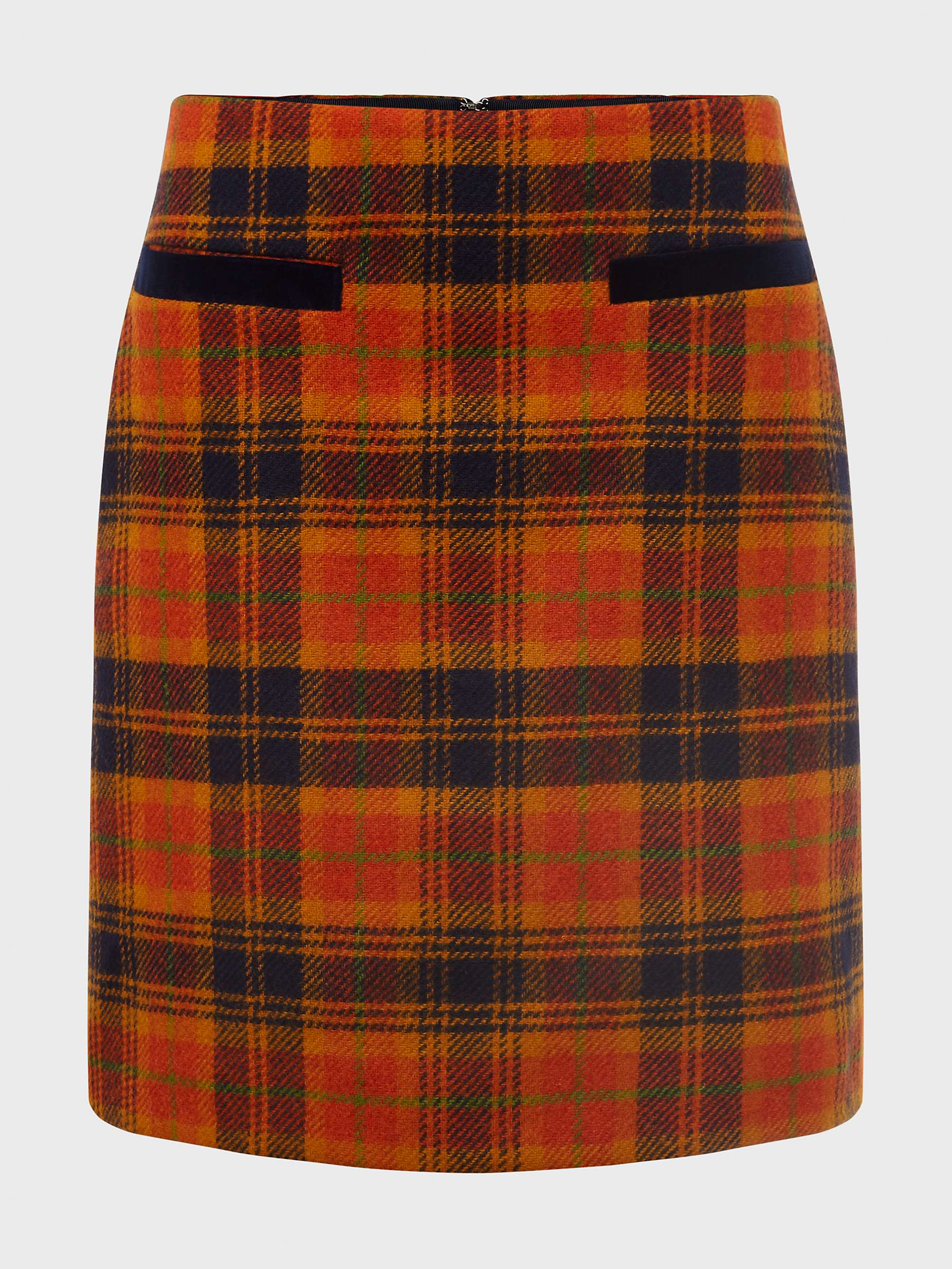 Buy Hobbs Ruthie Check Wool Mini Skirt, Orange/Navy Online at johnlewis.com