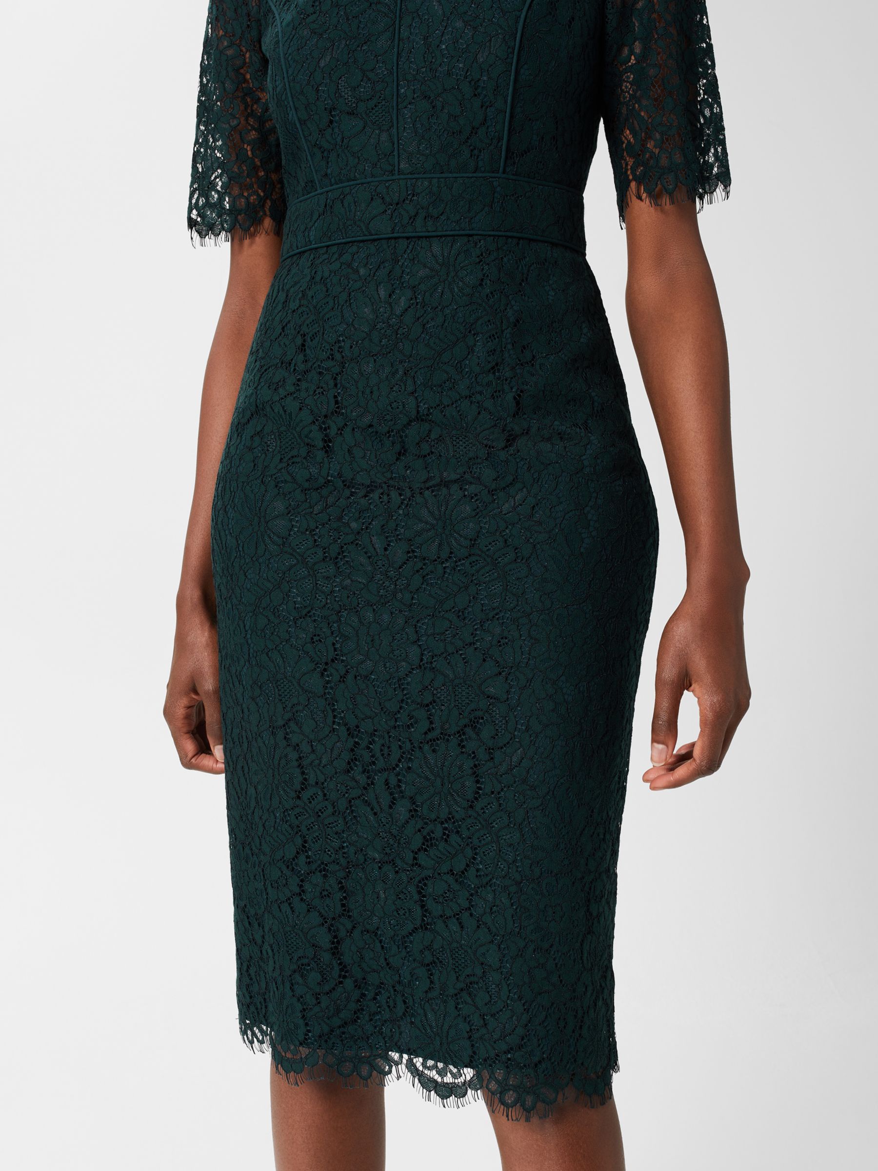 Buy Hobbs Mireya Lace Shift Dress, Evergreen Online at johnlewis.com