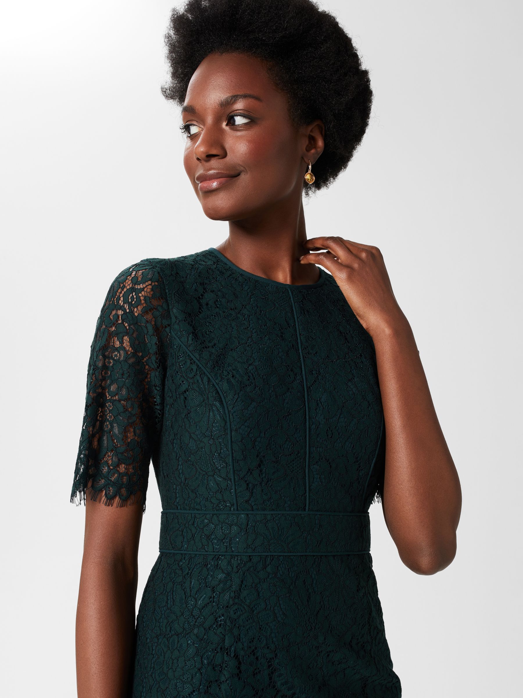 Buy Hobbs Mireya Lace Shift Dress, Evergreen Online at johnlewis.com