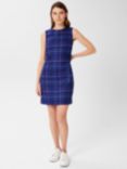 Hobbs Petite Emberly Check Wool Mini Shift Dress, Cobalt/Multi