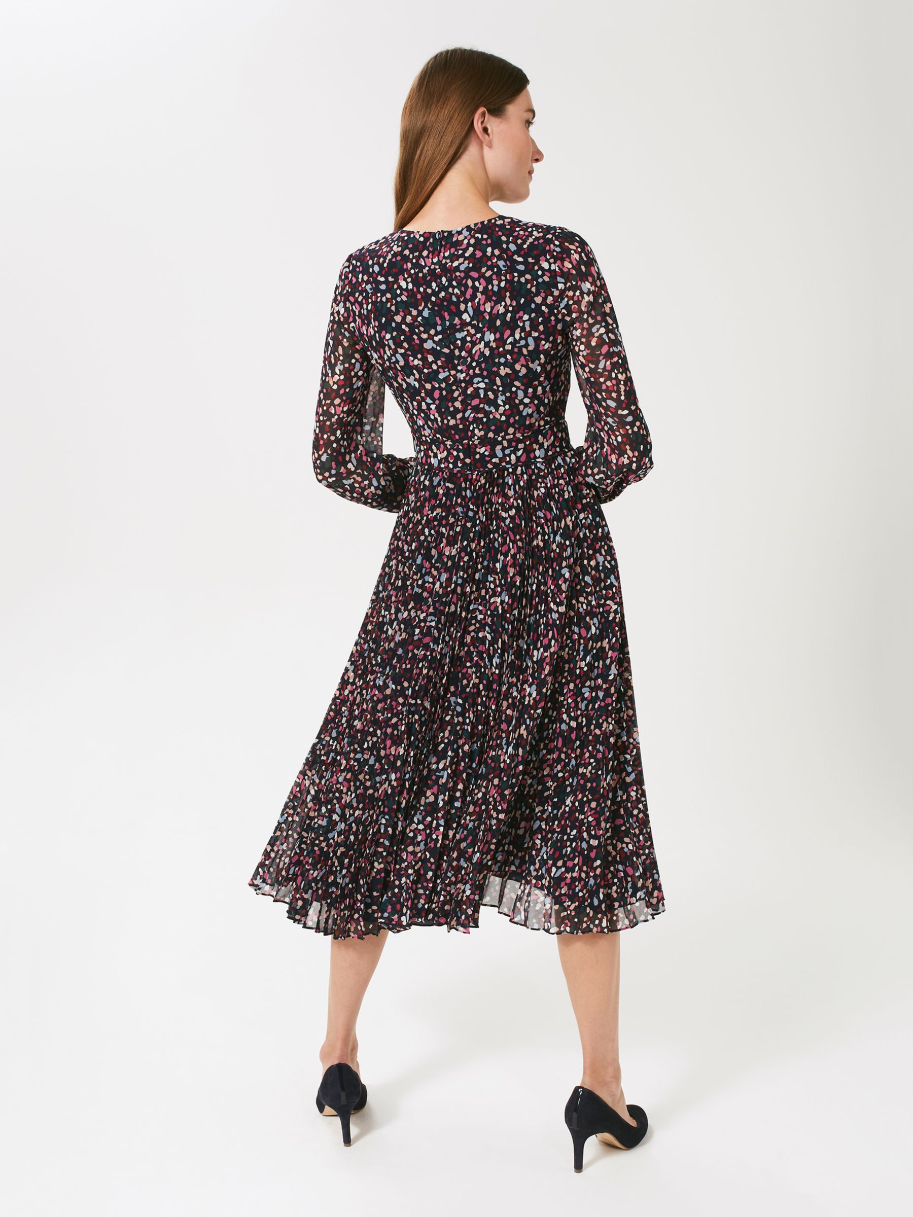 Hobbs Selena Confetti Print Midi Dress, Navy/Multi at John Lewis & Partners