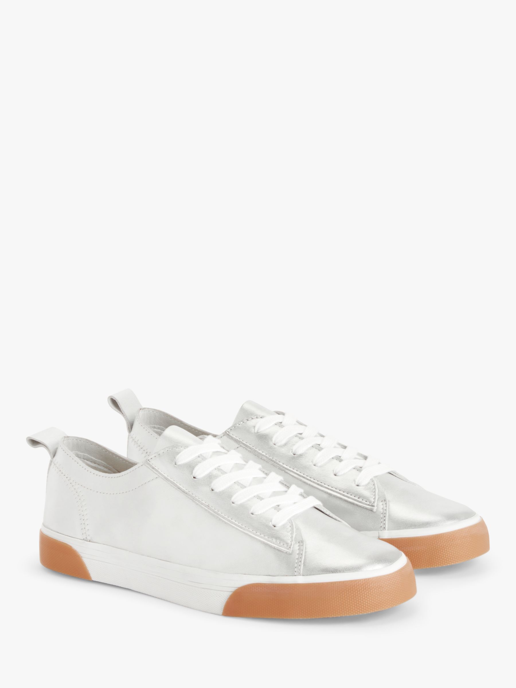 poco claro lago Titicaca Universidad John Lewis ANYDAY Eliza Leather Lace Up Trainers, Silver at John Lewis &  Partners