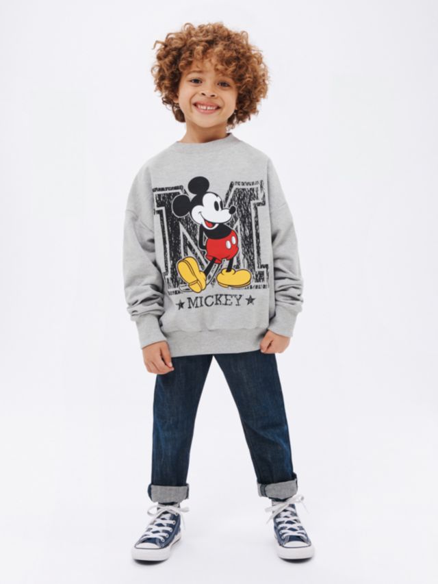 John Lewis Kids' Mickey Mouse Sweat Top, Grey, 2 years