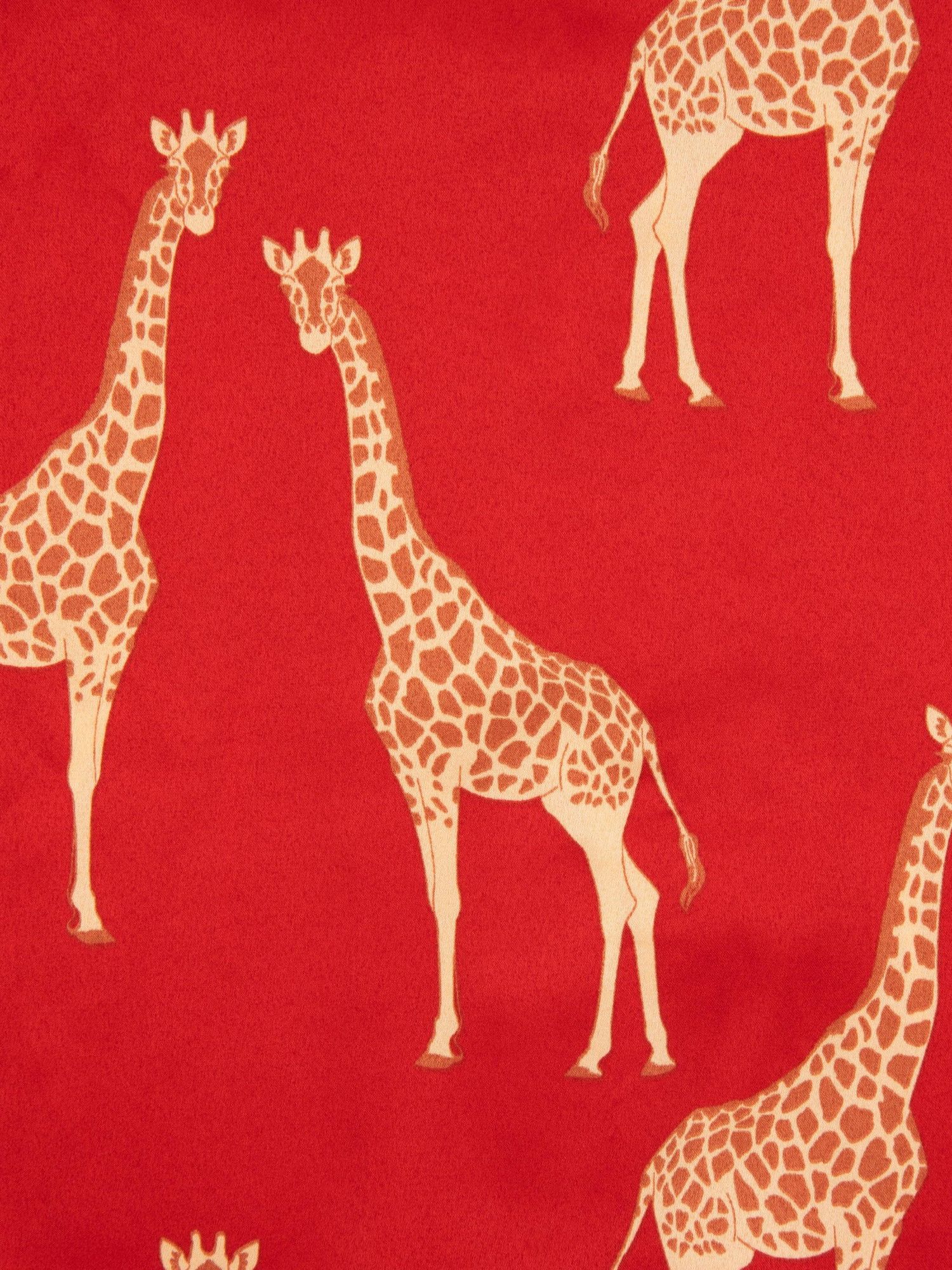 Chelsea Peers Kids' Satin Giraffe Shorts Pyjama Set, Red, 1-2 years