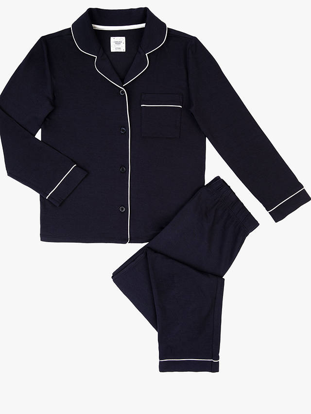 Chelsea Peers Kids' Modal Button Up Pyjama Set, Navy
