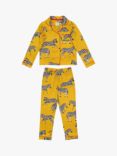 Chelsea Peers Kids' Satin Zebra Pyjama Set, Mustard