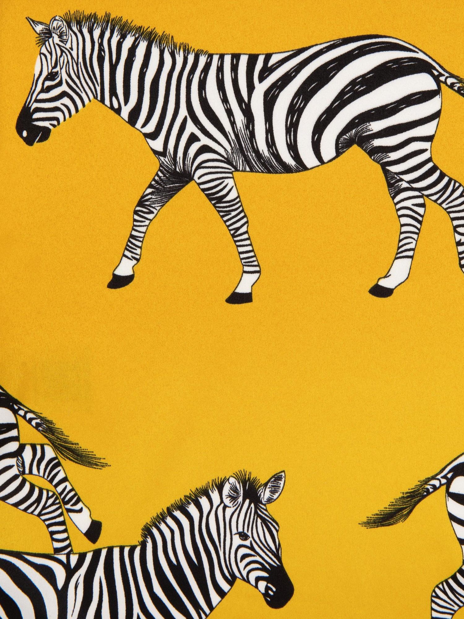 Chelsea Peers Kids' Satin Zebra Pyjama Set, Mustard, 1-2 years