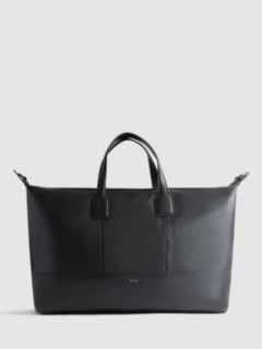 Reiss Carter Leather Holdall, Black, One Size