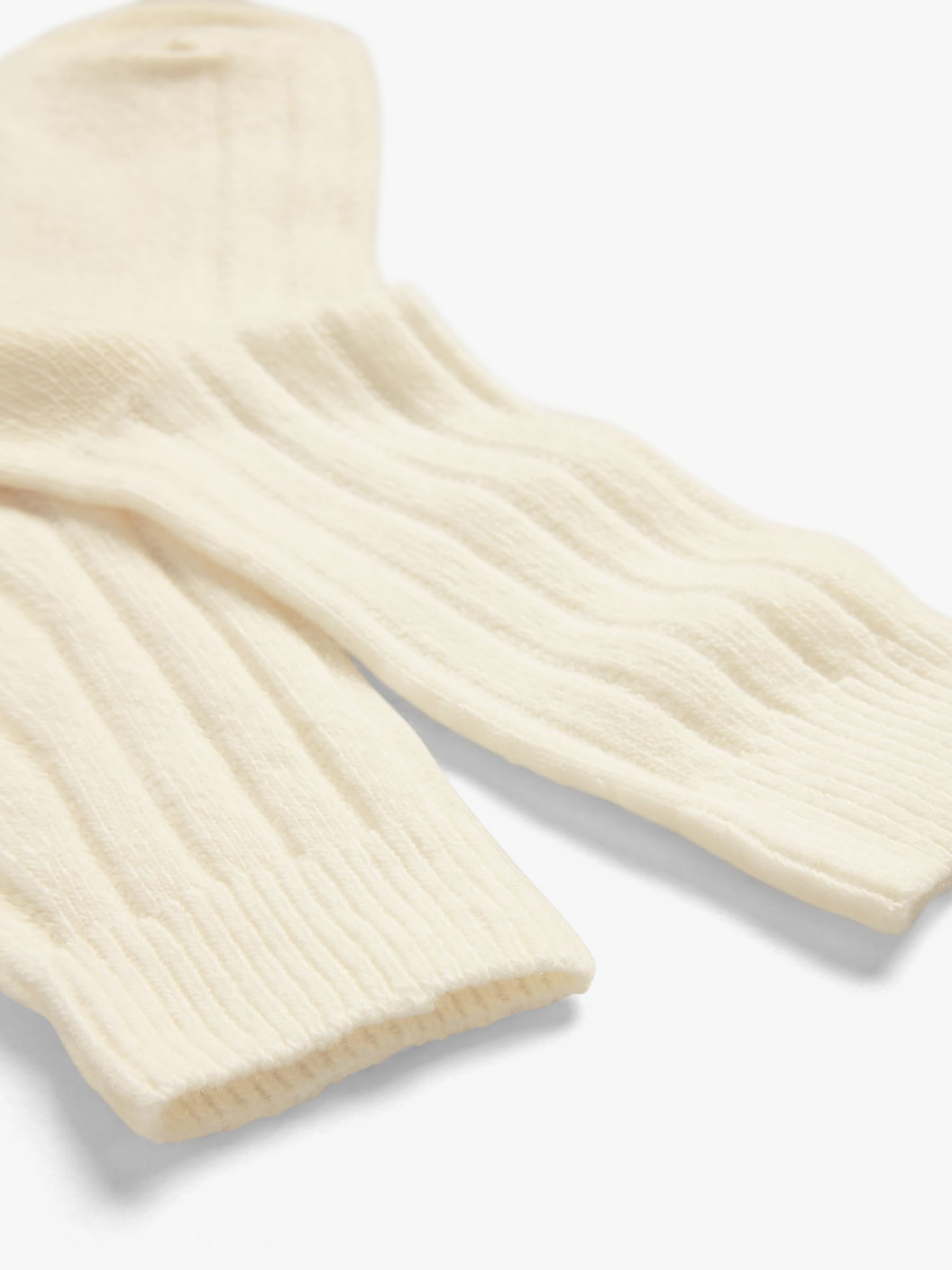 HUSH Murica Cashmere Blend Ribbed Socks, Cream at John Lewis & Partners