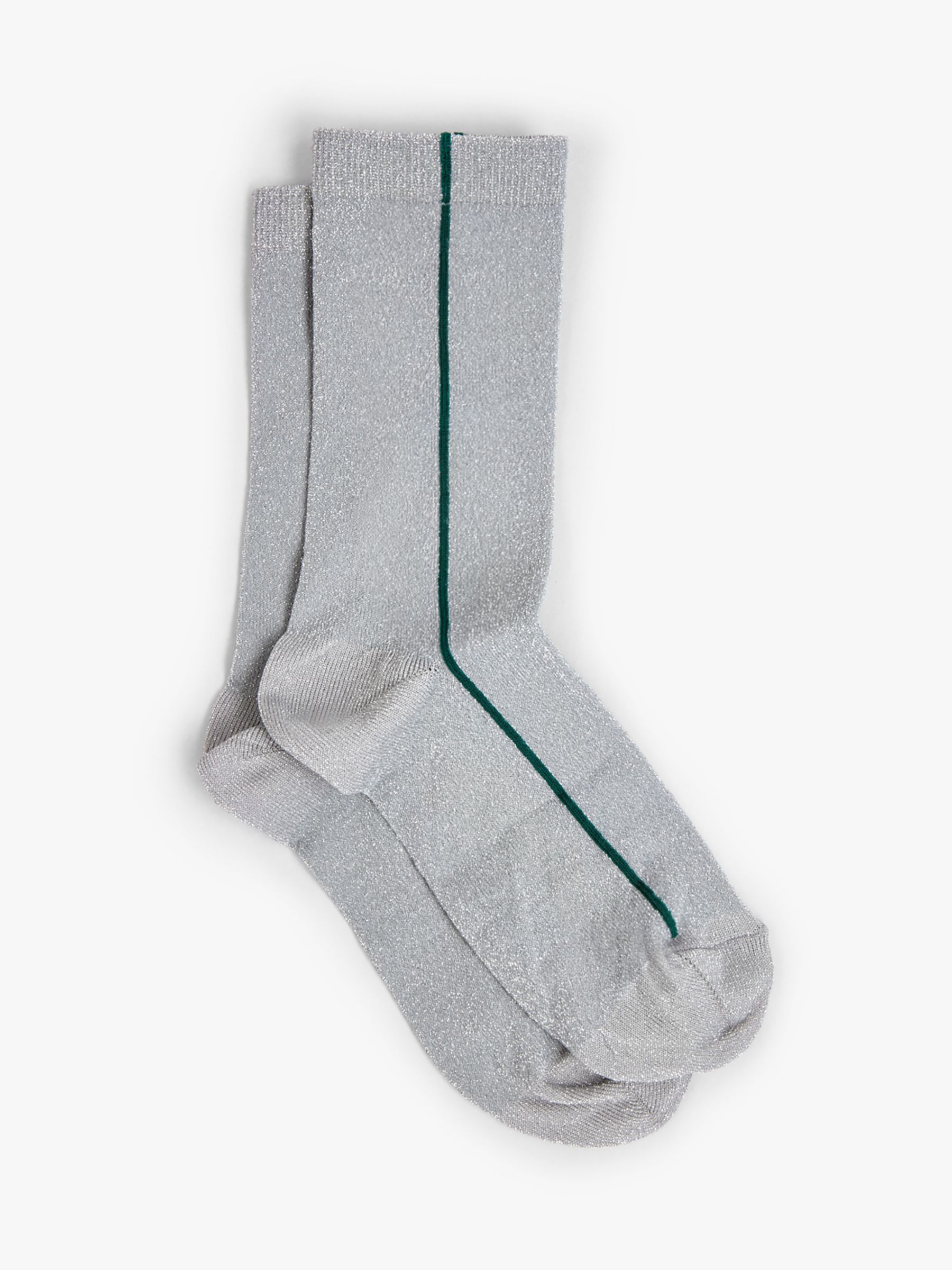 Mango Metallc Ankle Socks, Silver, One Size at John Lewis & Partners