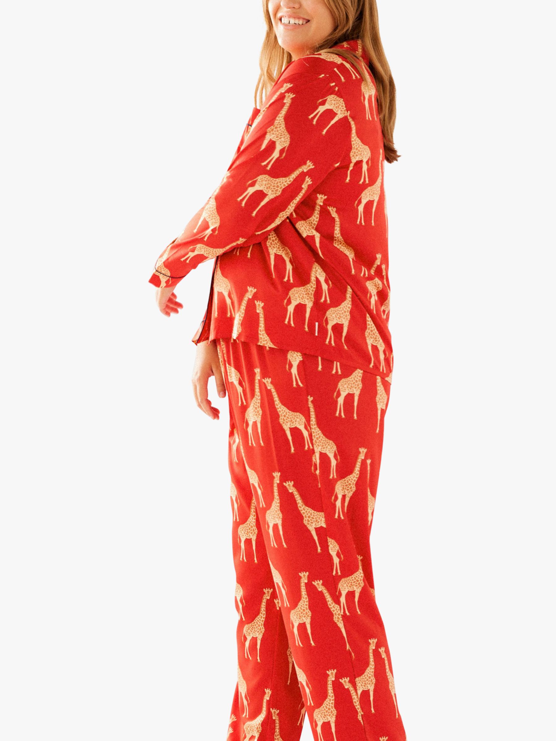 Buy Chelsea Peers Curve Giraffe Shirt Pyjama Set, Red Online at johnlewis.com