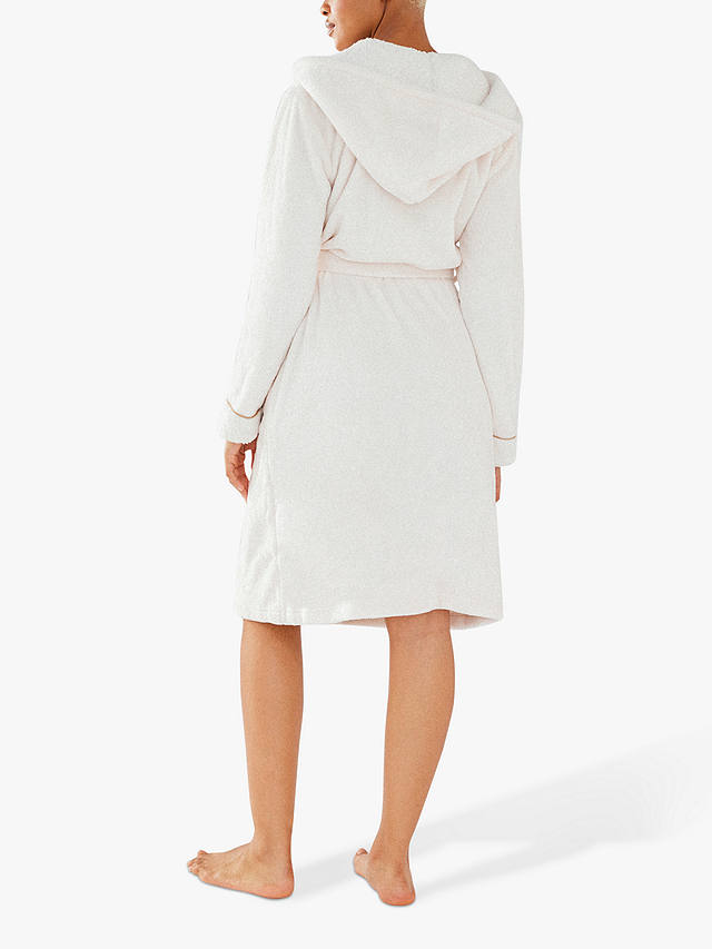 Chelsea Peers Plain Fluffy Hooded Dressing Gown, Cream