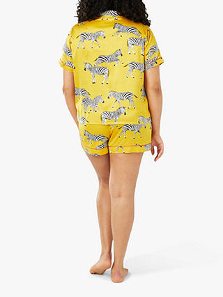 Chelsea Peers Curve Satin Zebra Print Pyjamas, Mustard