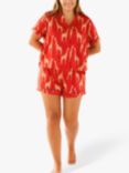 Chelsea Peers Curve Giraffe Satin Short Pyjama Set, Red
