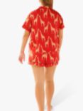 Chelsea Peers Curve Giraffe Satin Short Pyjama Set, Red