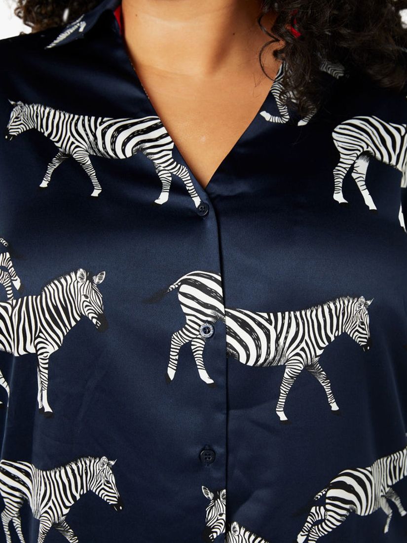 Buy Chelsea Peers Curve Satin Zebra Print Pyjamas Online at johnlewis.com