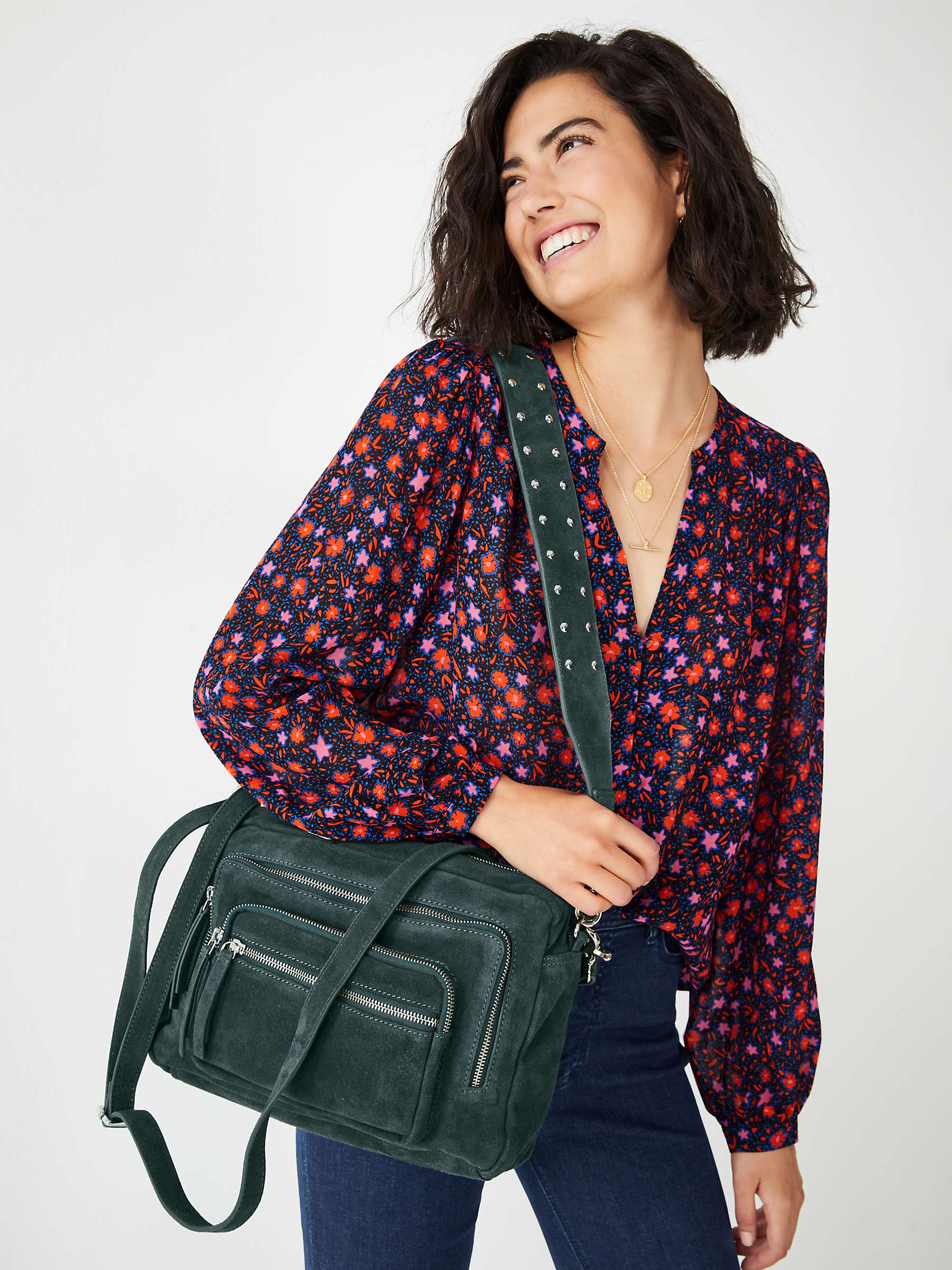 Buy HUSH Angelina Leather Shoulder Bag, Teal Online at johnlewis.com
