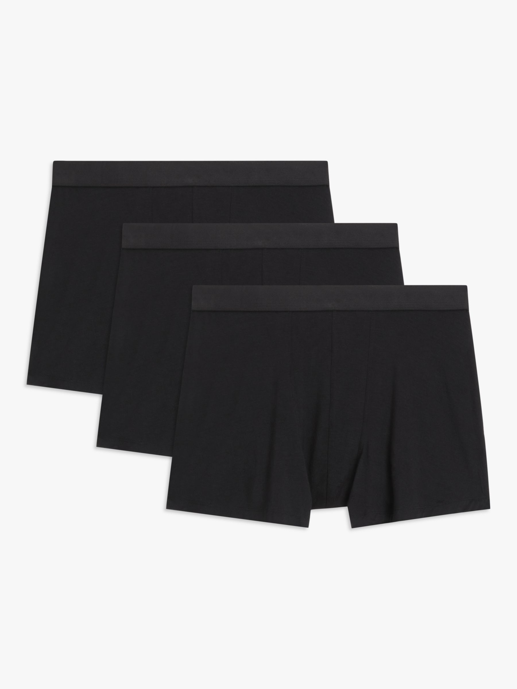 John Lewis Premium Ultra Soft Modal Trunks, Pack of 3, Black, XL