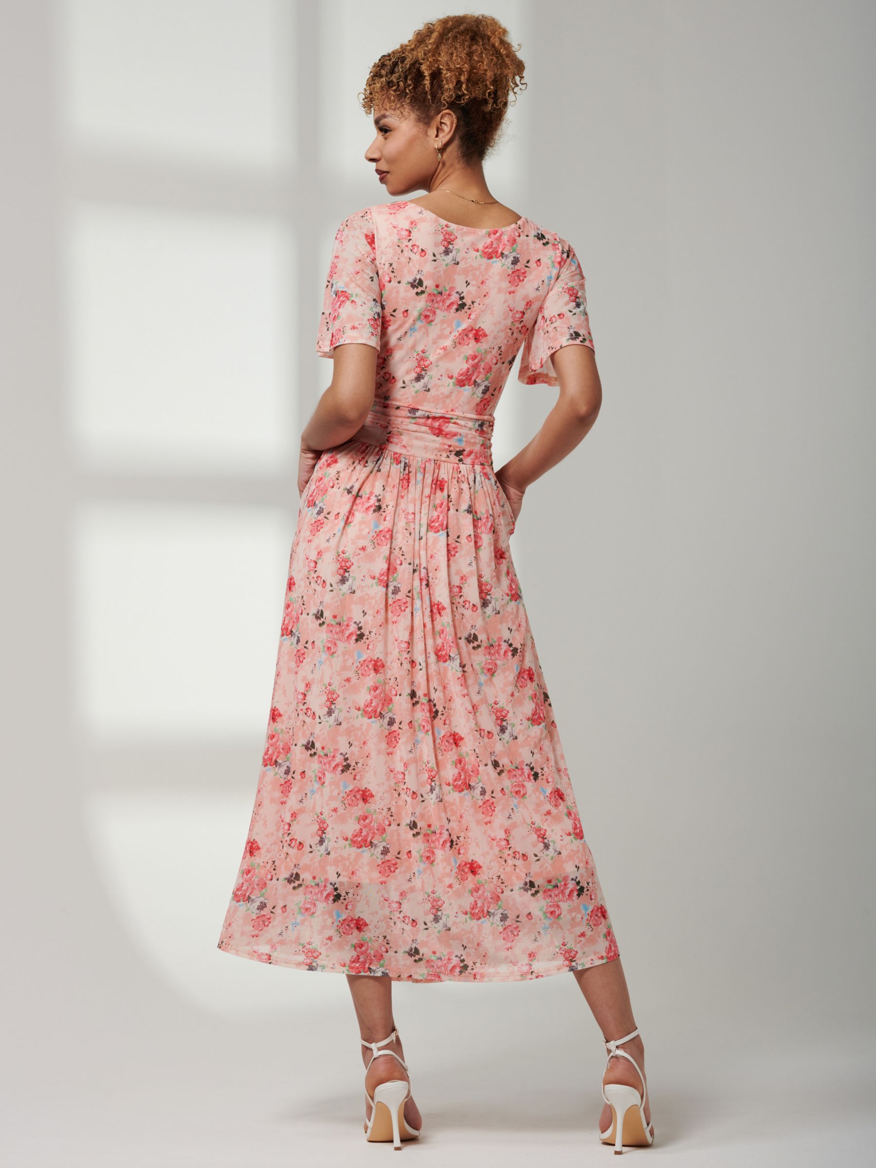 Jolie Moi Giana Floral Mesh Midi Dress at John Lewis & Partners
