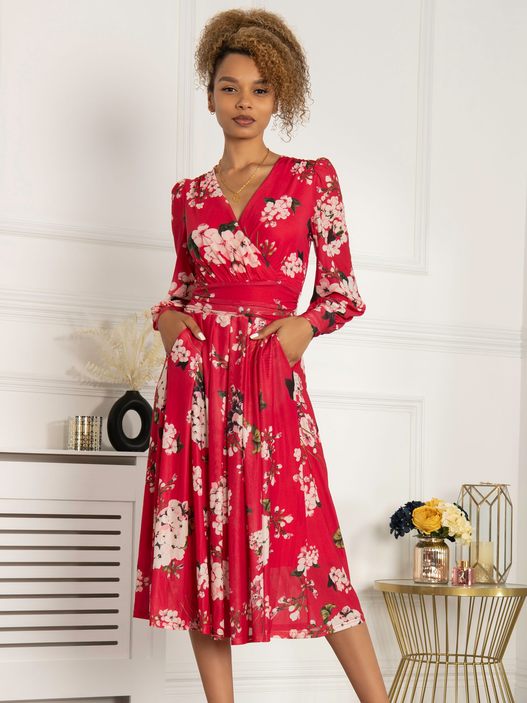 Buy Jolie Moi Jasmine Long Sleeve Mesh Midi Dress Online at johnlewis.com