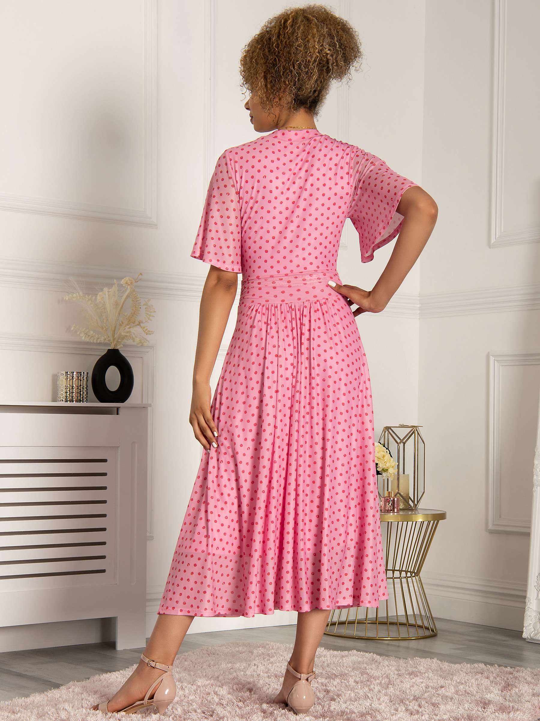 Buy Jolie Moi Danika Polka Print Keyhole Neck Midi Dress, Pink Online at johnlewis.com