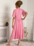 Jolie Moi Danika Polka Print Keyhole Neck Midi Dress, Pink