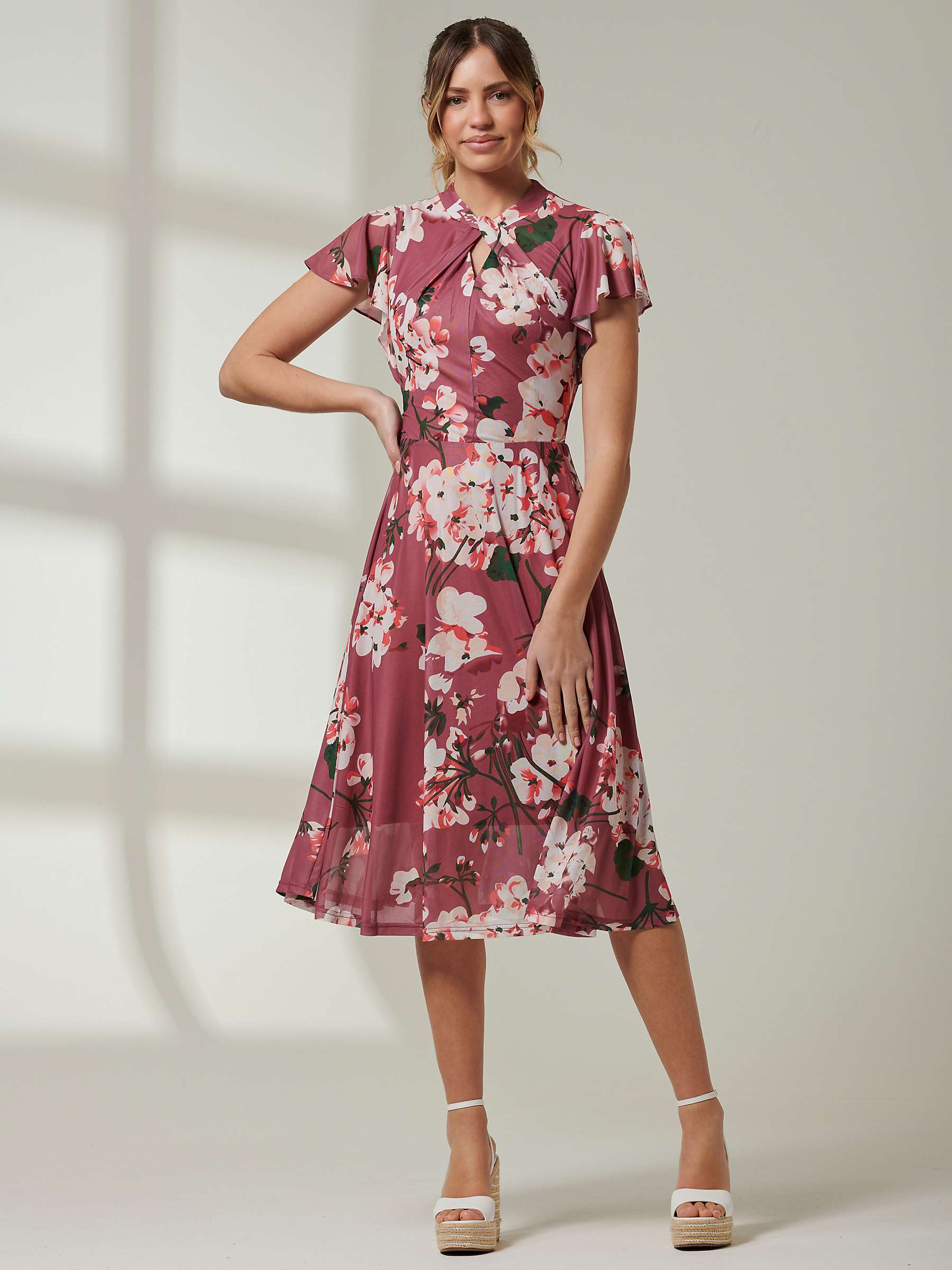 Buy Jolie Moi Luella Floral Print Mesh Dress Online at johnlewis.com