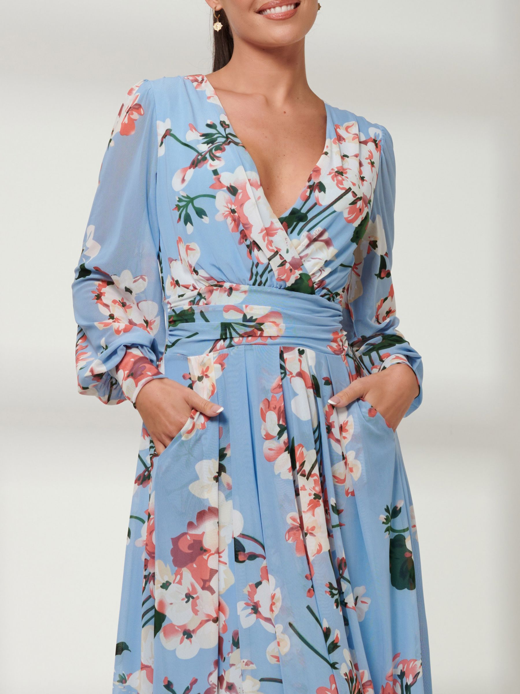 Long sleeve floral midi sale