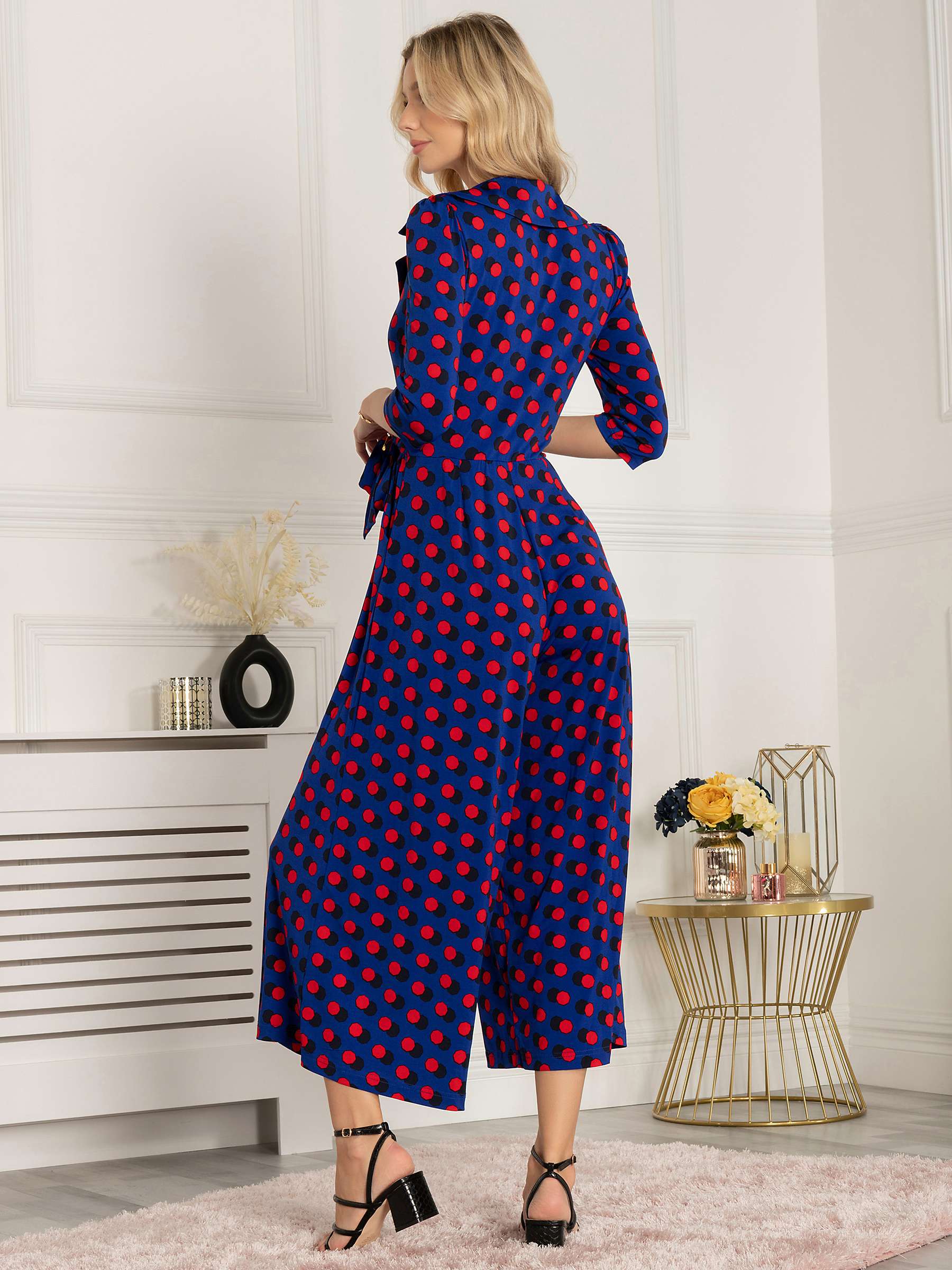 Buy Jolie Moi Saphira Polka Dot Jersey Jumpsuit, Royal Blue Online at johnlewis.com