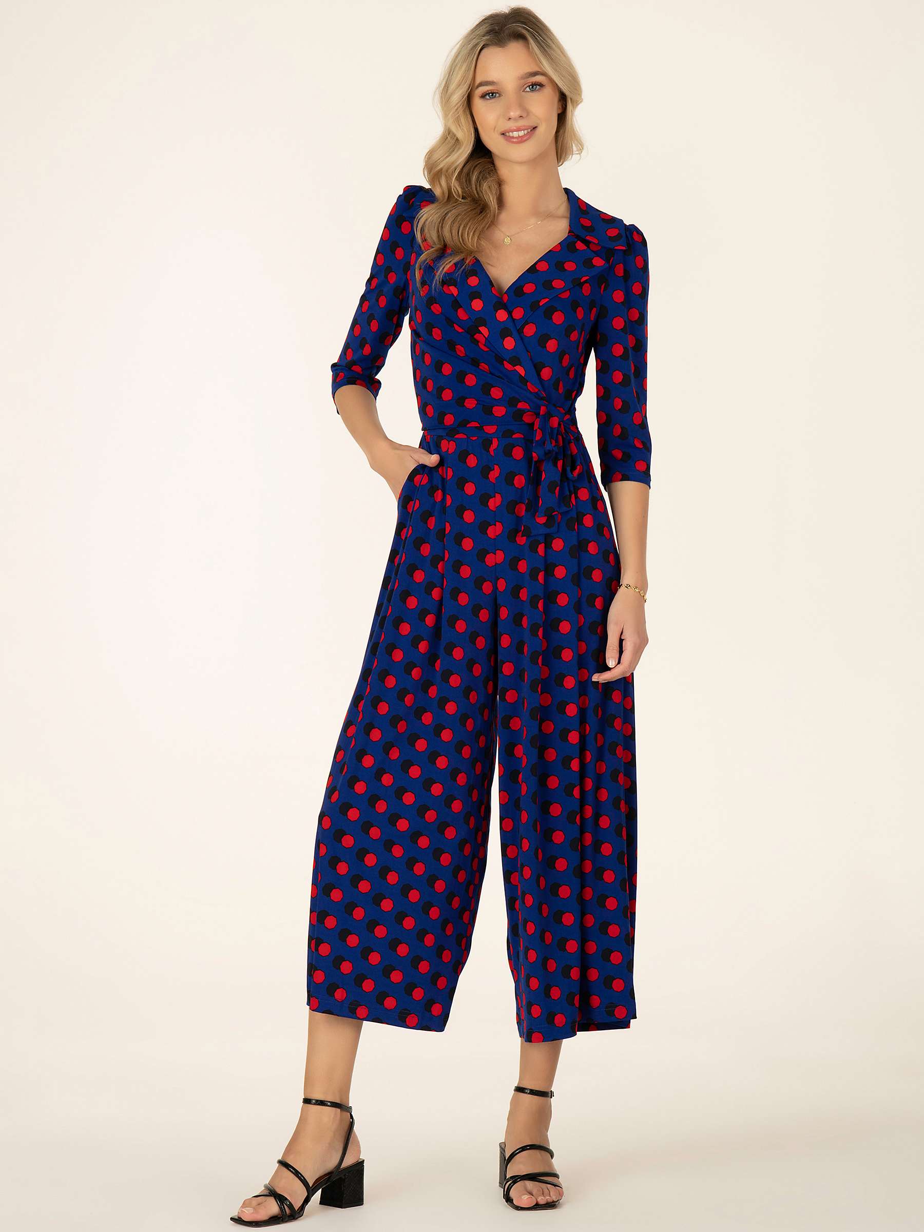 Buy Jolie Moi Saphira Polka Dot Jersey Jumpsuit, Royal Blue Online at johnlewis.com