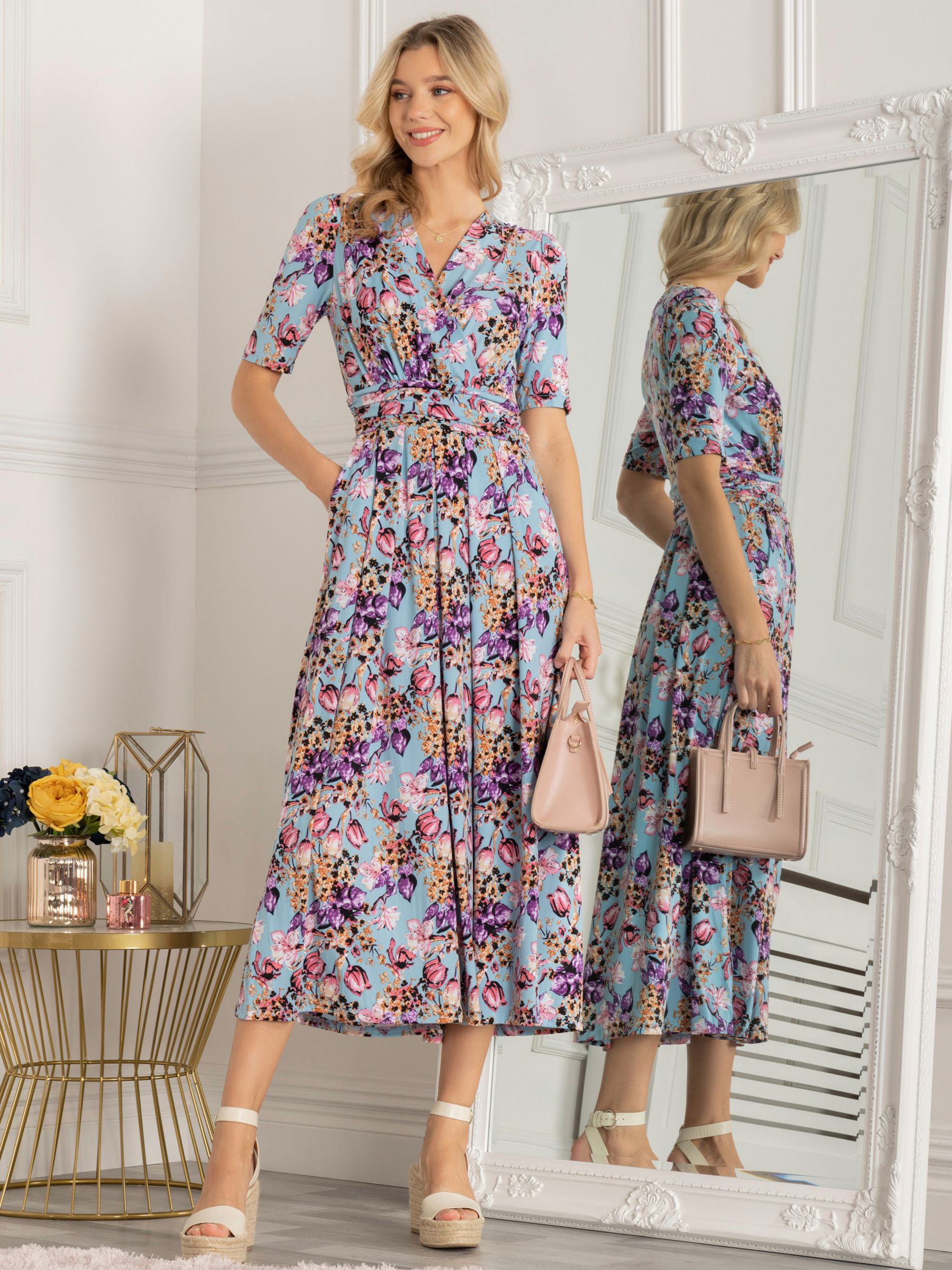 Jolie Moi Gillian Floral Maxi Dress, Light Blue at John Lewis & Partners