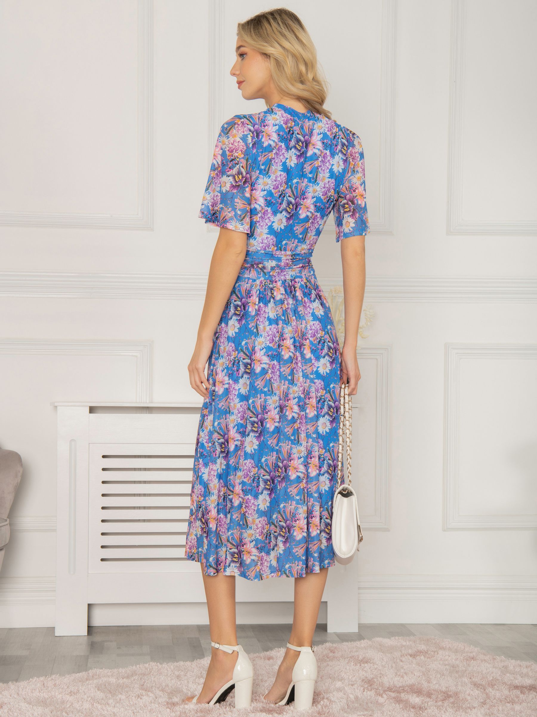 Buy Jolie Moi Danika Floral Print Keyhole Neck Midi Dress, Royal/Multi Online at johnlewis.com